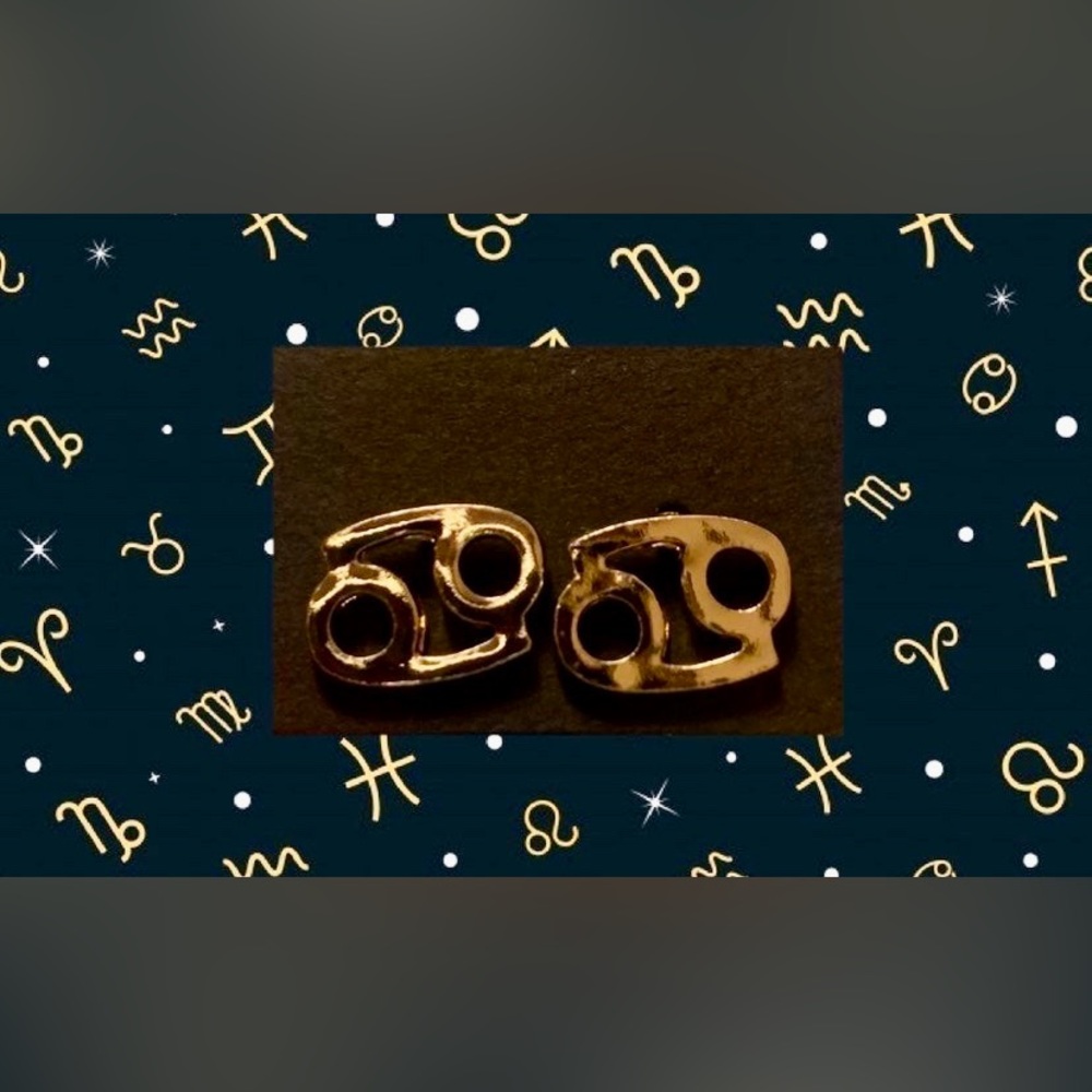 Cancer Gold Stud Earrings